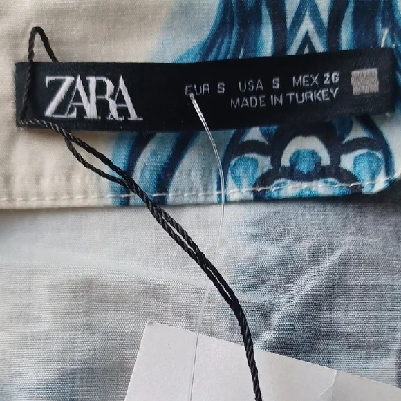 NWT Zara Blue and White Pattern Ruched Cami Top - Picture 8 of 9